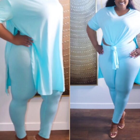 Weekend Vibes Legging Sets  Baby blue, Plus size 3x - Picture 2 of 5